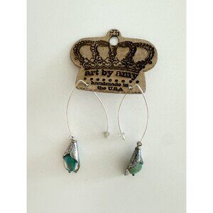 Art By Amy Turquoise Petals Earrings Pierced Dangle NEW